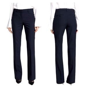 Theory Womens Size 8 Pleat Front Straight Leg Dress Pants Dark Blue Ankle Office